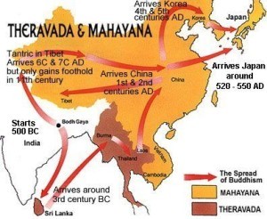 Diffusione del Buddhismo Mahayaha e Theravada