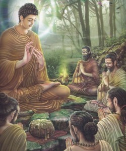 Buddha Sakyamuni insegna il Dharma ai suoi discepoli